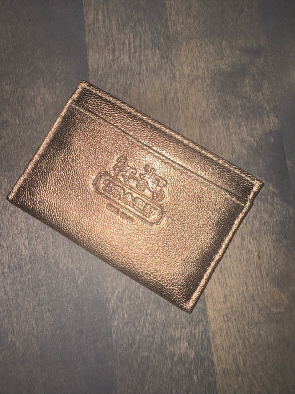 Coach Metallic Brown Leather Card Case